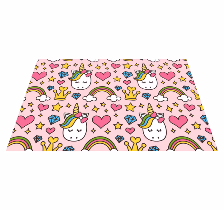 Individual para mesa infantil patrón de unicornio lindo - TenVinilo