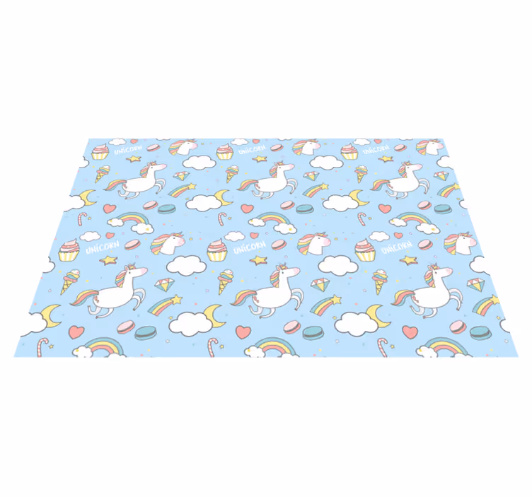 Individual para mesa infantil unicornios y arcoíris - TenVinilo
