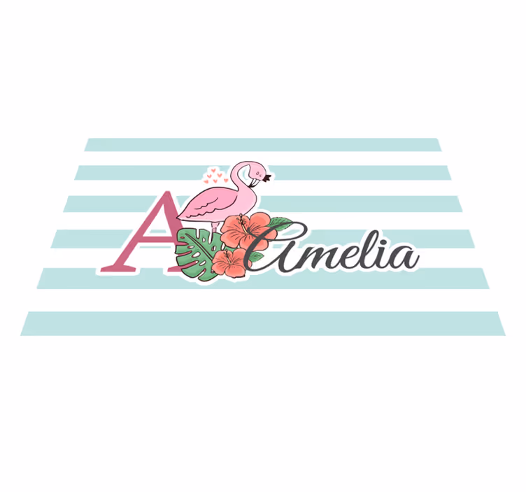 Individual para mesa infantil flamenco monograma amelia - TenVinilo