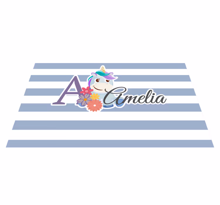 Mantel individual infantil Lindos animales unicornio con nombre - TenVinilo