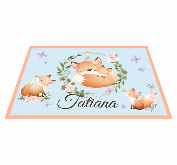 Individual para mesa infantil familia de zorros adorables - TenVinilo