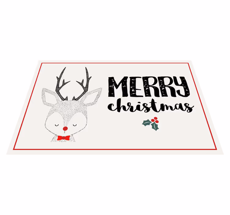 Individual para mesa navideño ilustración de reno feliz - TenVinilo
