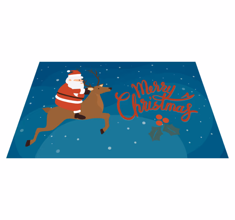 Individual para mesa navideño santa montando reno - TenVinilo