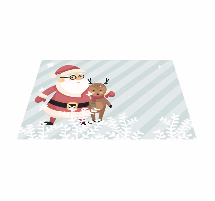 Individual para mesa navideño santa con renos - TenVinilo