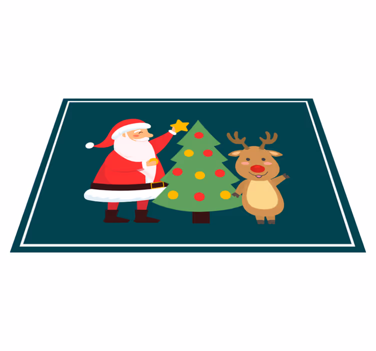 Individual para mesa navideño santa y reno - TenVinilo