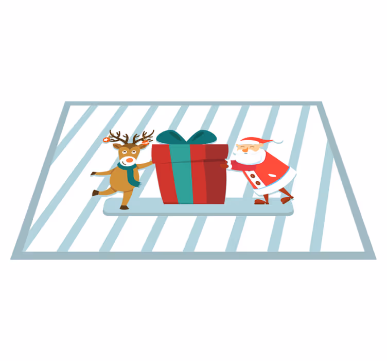 Individual para mesa navideño regalo de santa y reno - TenVinilo