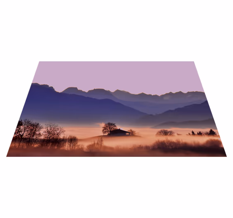 Individual mesa moderno paisaje montañoso sereno - TenVinilo