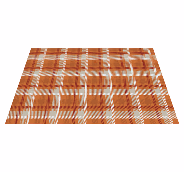 Individual para mesa elegante patrón de cuadros naranjas - TenVinilo