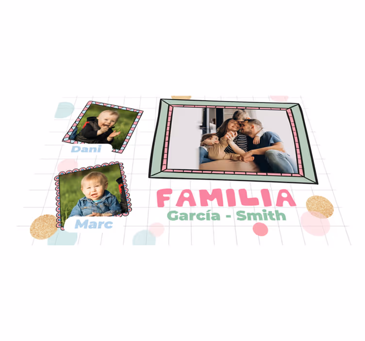 Mantel individual personalizable marcos de familia con nombres - TenVinilo