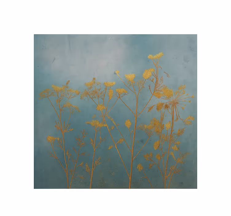Mural para salón diseño de flores doradas - TenVinilo