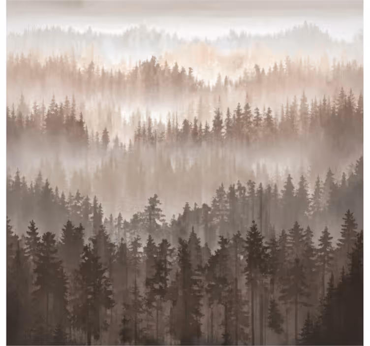 Mural de paisajes capas de bosque de madera - TenVinilo