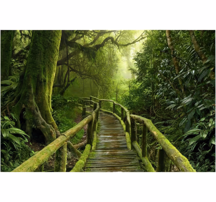 Mural de bosque paseo de musgo exuberante - TenVinilo