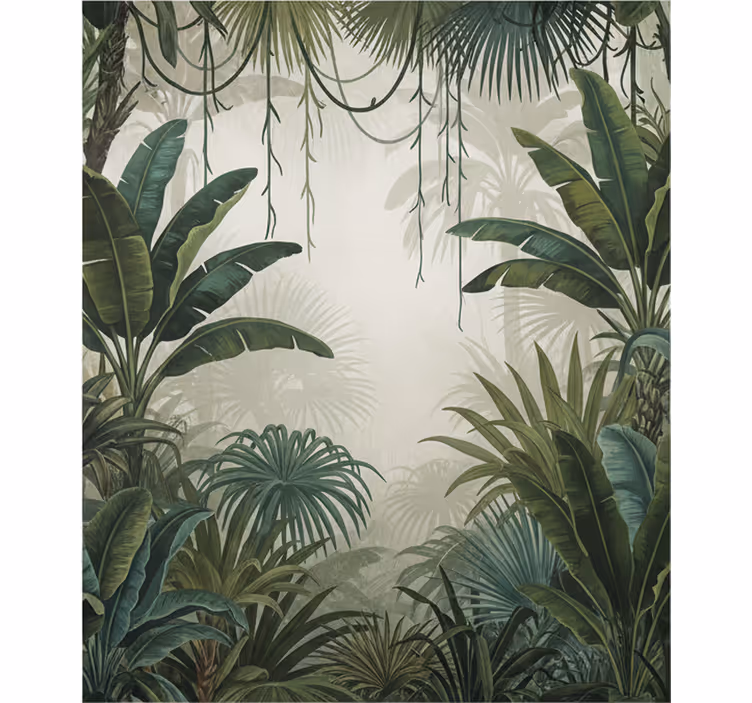 Mural de bosque retiro retro en la jungla - TenVinilo