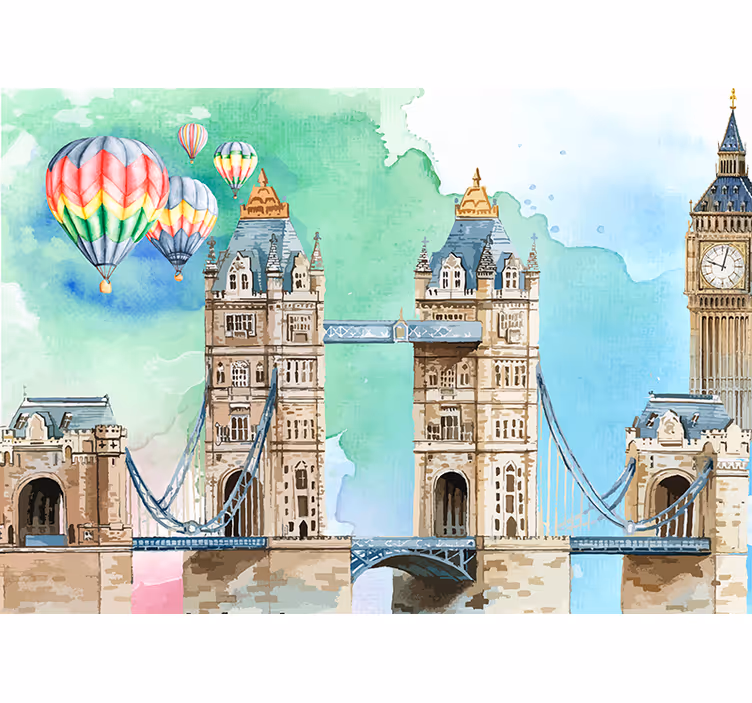 Mural de londres aventura en globo de londres - TenVinilo