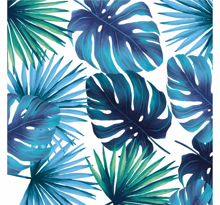 Mural de selva hojas tropicales estilo californiano - TenVinilo