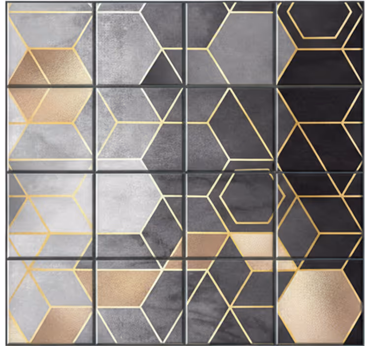 Mural baño hexágonos en negro y gris - TenVinilo