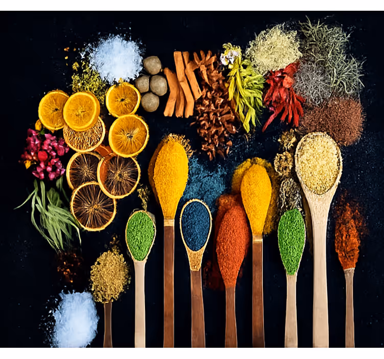 Mural para cocina cuchara de madera con especias - TenVinilo