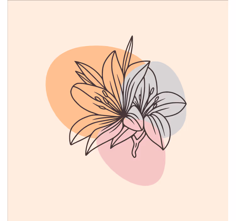 Papel mural beige par de flores minimalista - TenVinilo