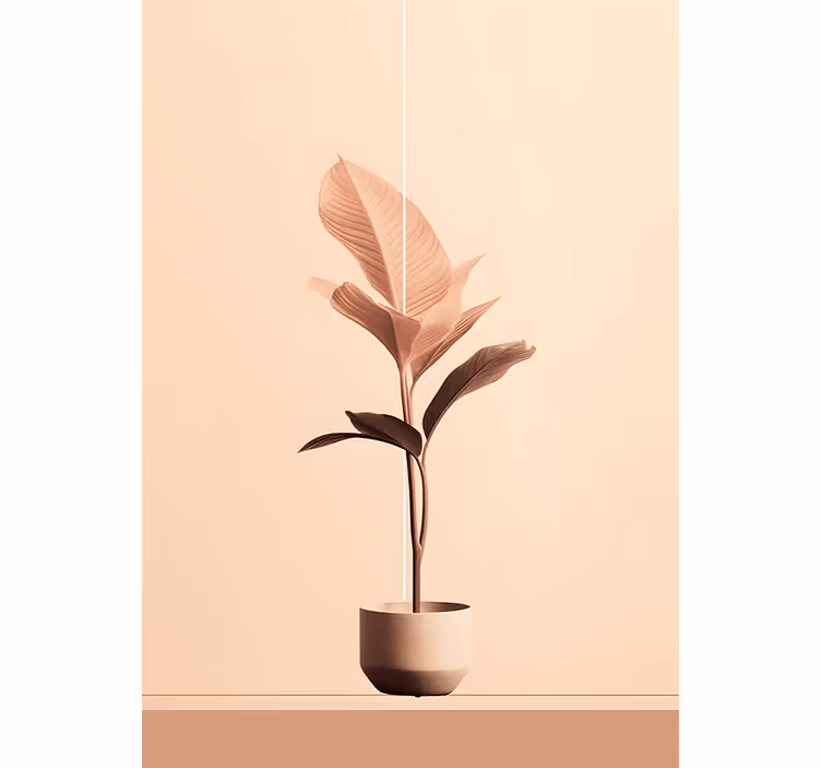 Papel mural beige planta vertical en tonos beige - TenVinilo