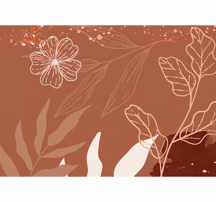 Papel mural terracota diseño de hojas minimalista - TenVinilo