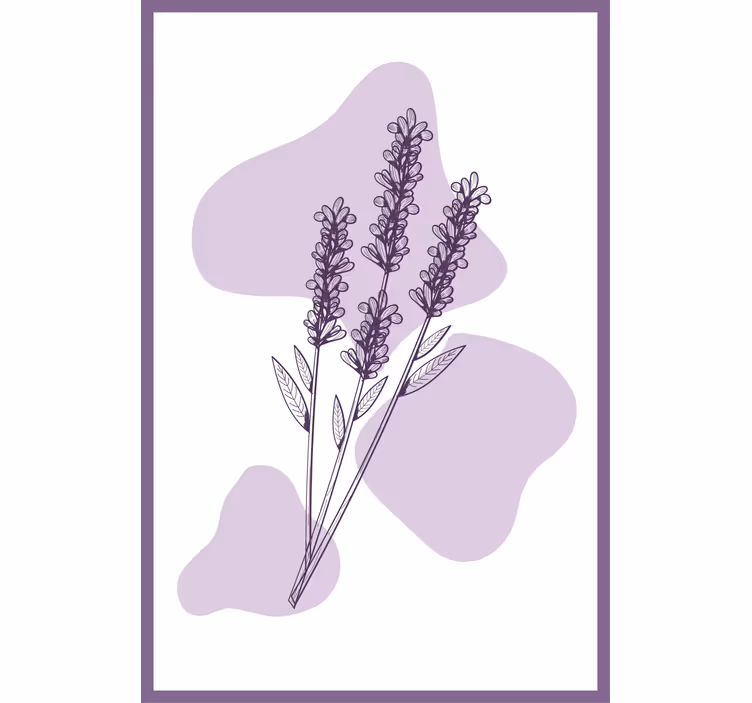 Papel mural lila planta de lavanda dibujo - TenVinilo