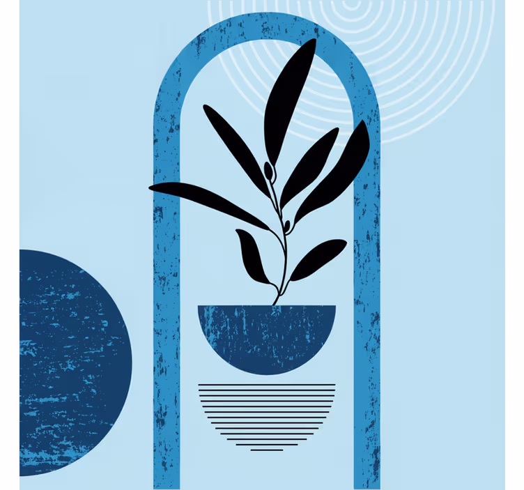 Papel mural azul formas abstractas en estilo minimalista - TenVinilo
