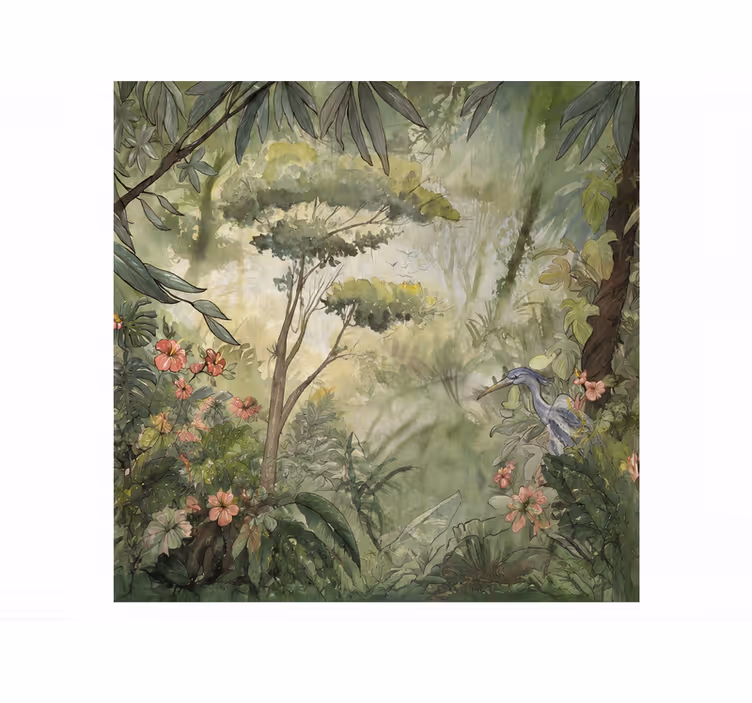 Mural de naturaleza aquarella selva tropical - TenVinilo