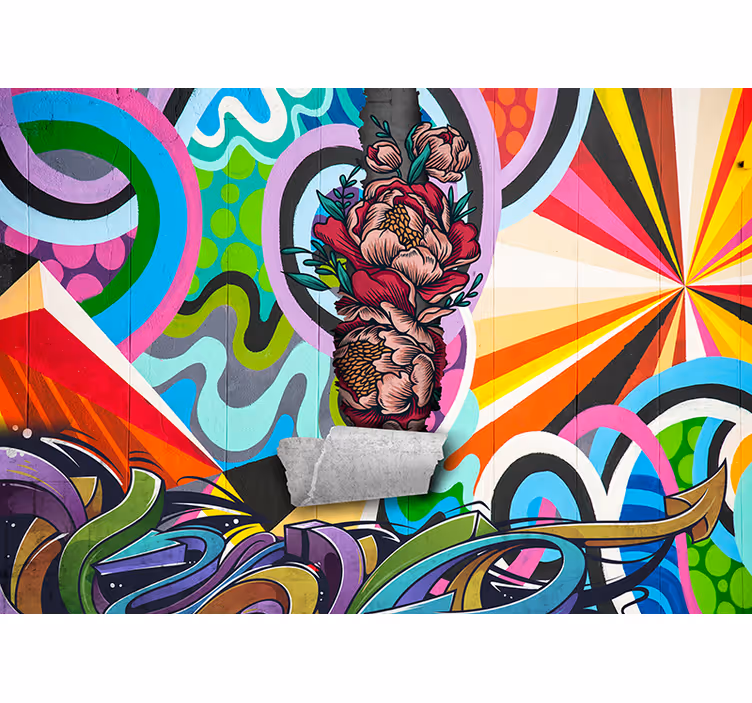 Fotomural arte urbano graffiti con flor - TenVinilo
