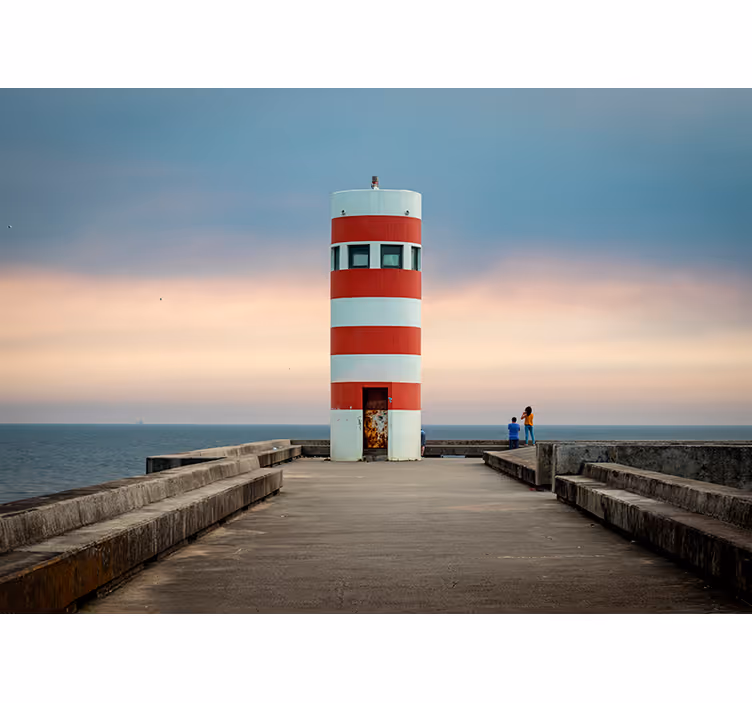 Fotomural pared de mar con faro - TenVinilo
