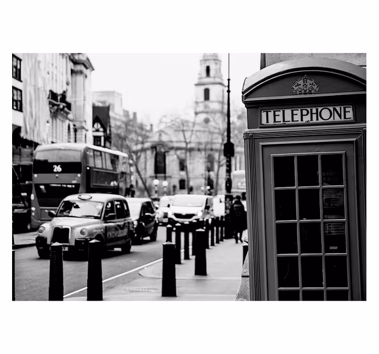Papel pintado oficina Londres blanco y negro - TenVinilo