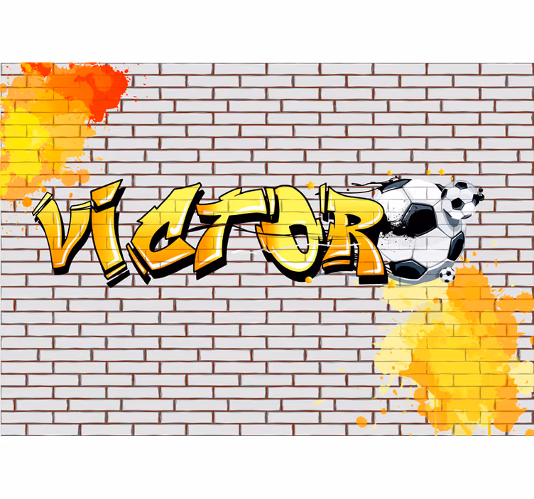 Mural graffiti diseño de ladrillo personalizado fútbol - TenVinilo