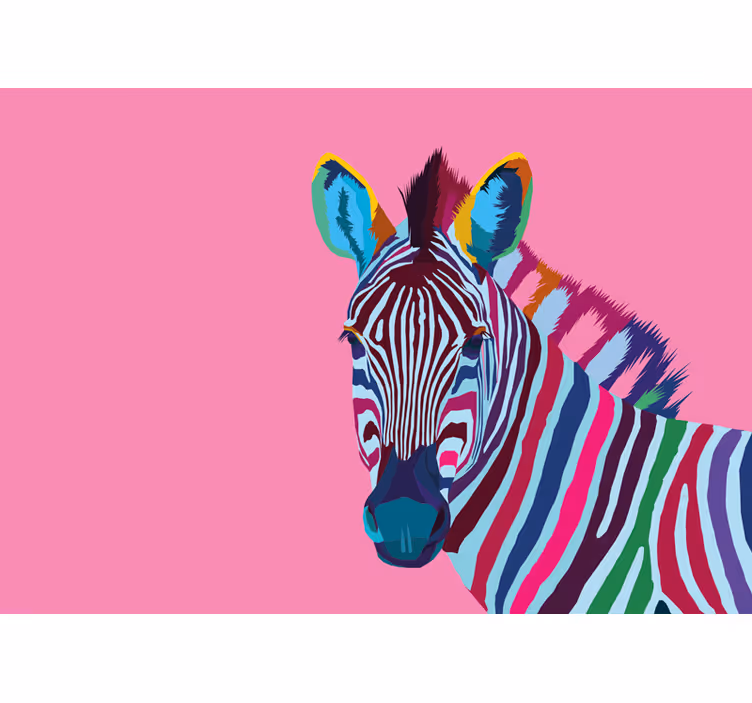 Mural de animales retrato de cebra colorido - TenVinilo