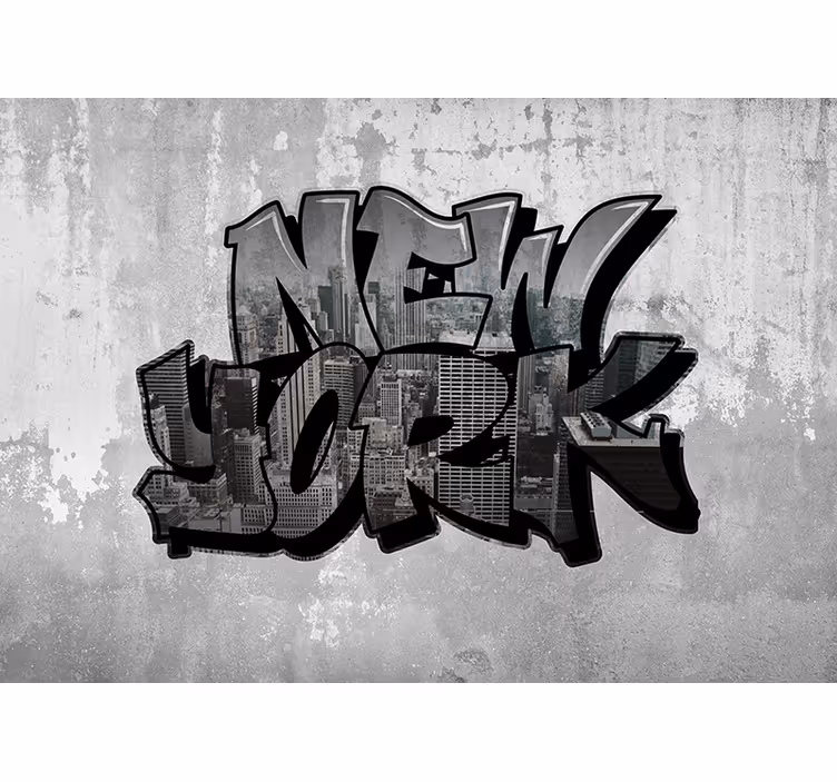 Fotomural Nueva York Graffiti con vista a la ciudad - TenVinilo
