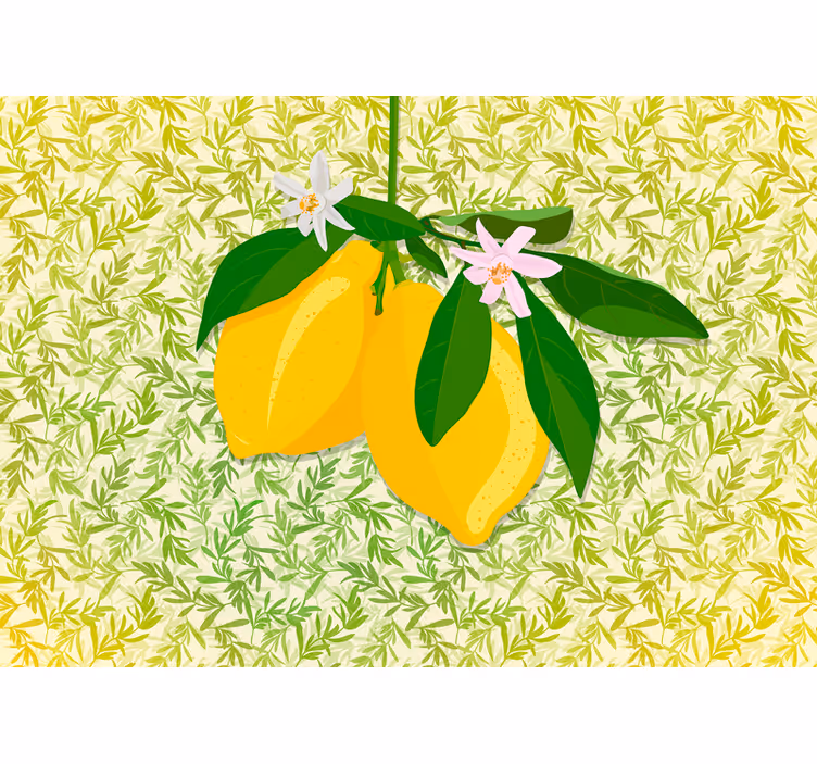 Mural de flores rama de limón en flor - TenVinilo
