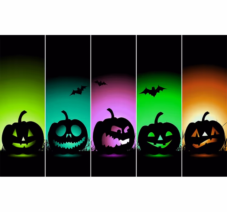 Mural halloween caras de calabaza de halloween - TenVinilo