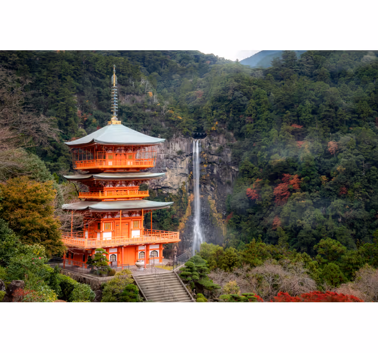 Mural de paisajes pagoda japonesa histórica - TenVinilo