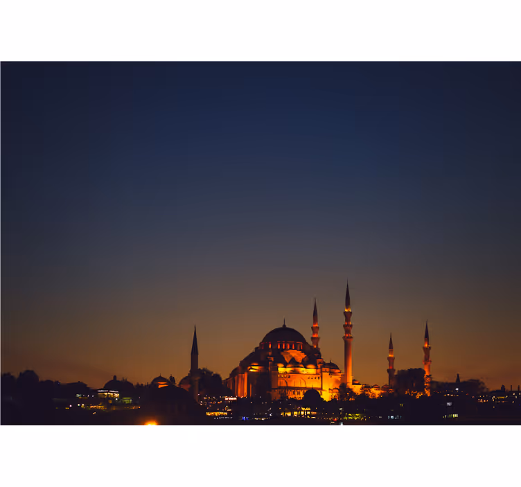 Mural de ciudades mezquita de sultan ahmet al atardecer - TenVinilo