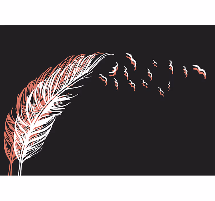 Mural abstracto movimiento de plumas fluyendo - TenVinilo