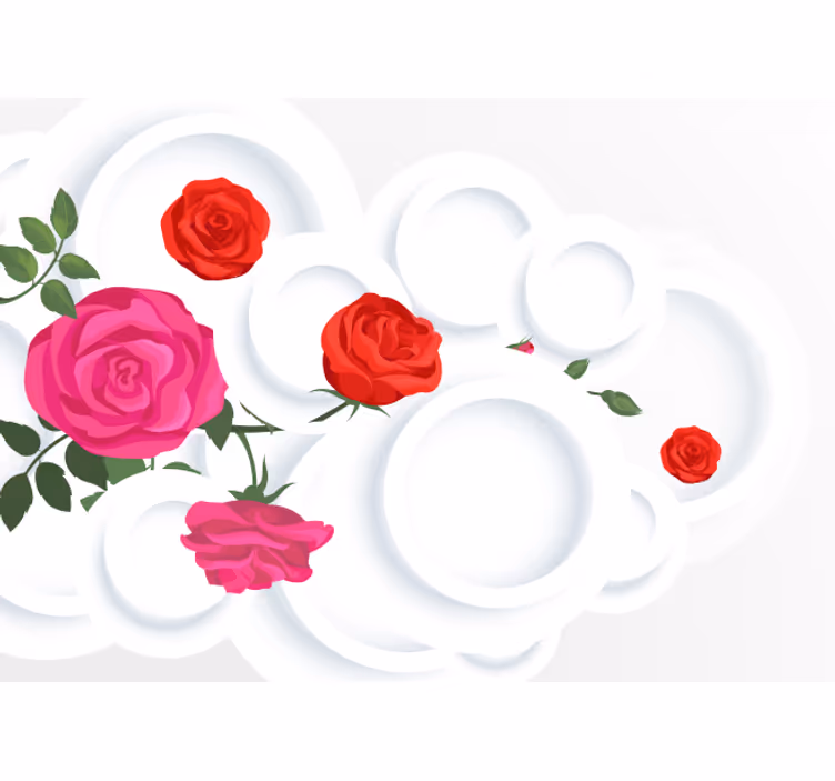 Mural de flores arreglo floral de rosas - TenVinilo