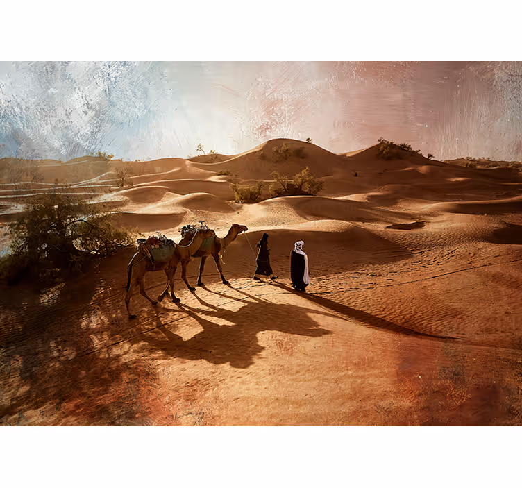 Mural de desierto viaje en caravana por el desierto - TenVinilo