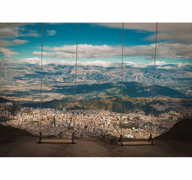 Mural ciudad vista panorámica del paisaje urbano - TenVinilo