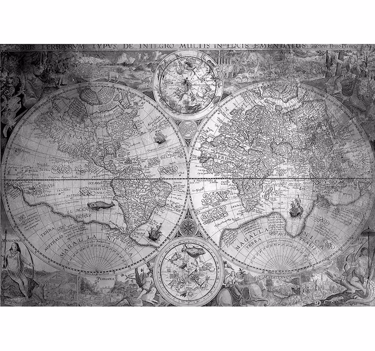 Mural mapamundi mapa histórico detallado - TenVinilo