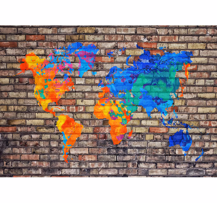Mural mapamundi mapa geográfico colorido - TenVinilo