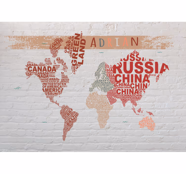 Mural mapamundi nombres de mapas del mundo - TenVinilo