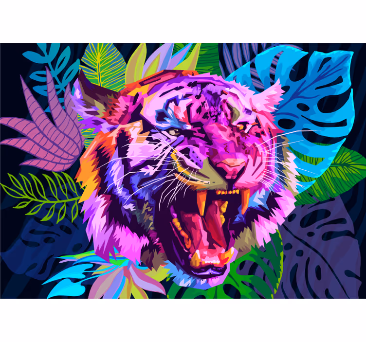 Fotomural 3D Tigre 3d en galaxia - TenVinilo