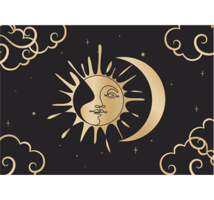 Mural de mandala sol y luna dorados - TenVinilo