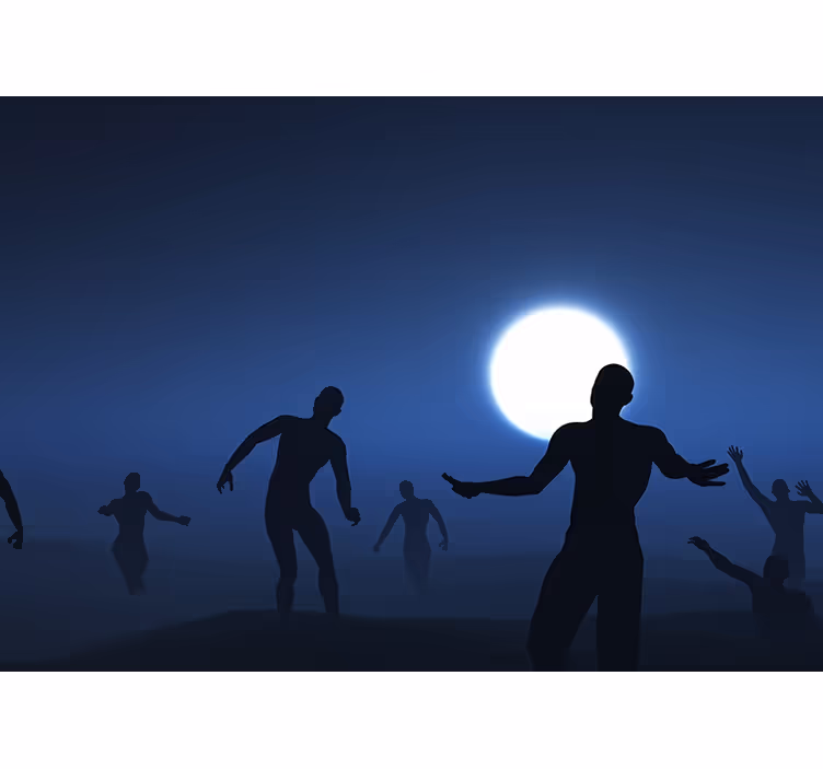 Mural de fantasía siluetas bajo la luz de la luna - TenVinilo