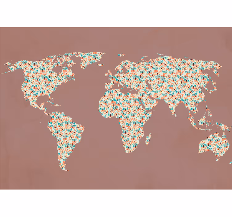 Mural mapamundi patrón de mapa mundial - TenVinilo