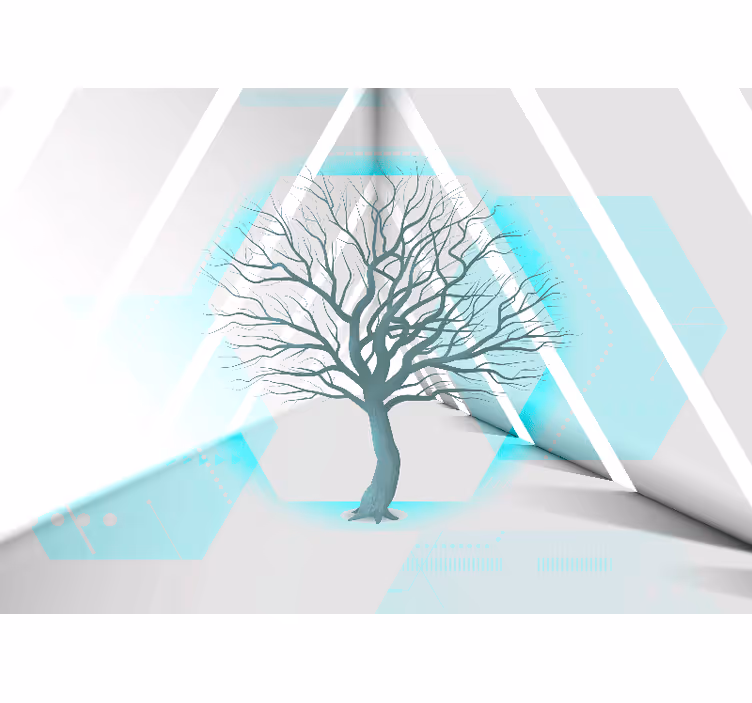 Mural de árboles diseño de árbol geométrico - TenVinilo