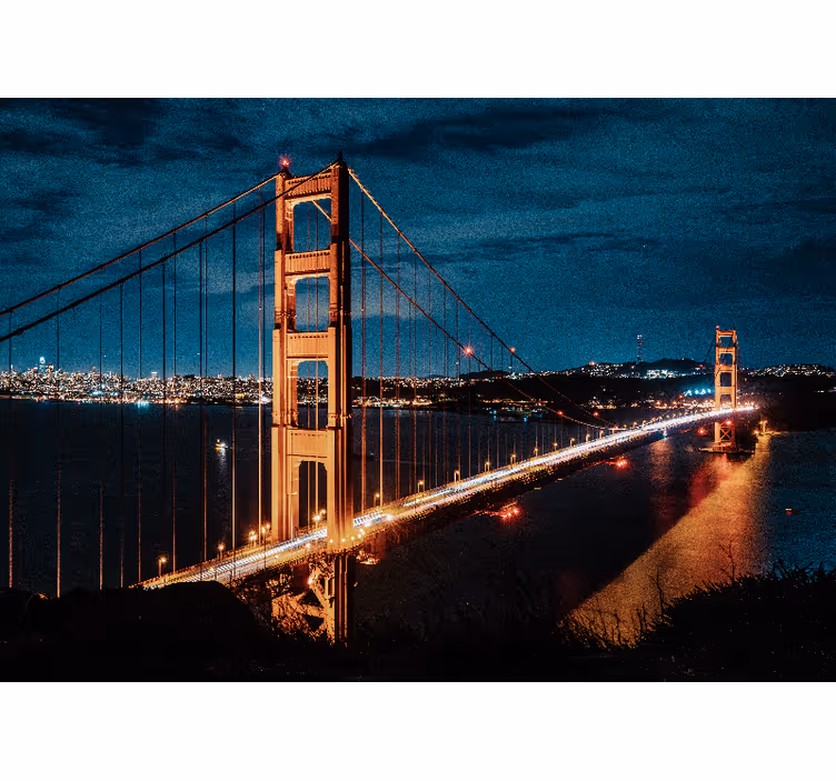 Mural ciudad golden gate bridge de noche - TenVinilo